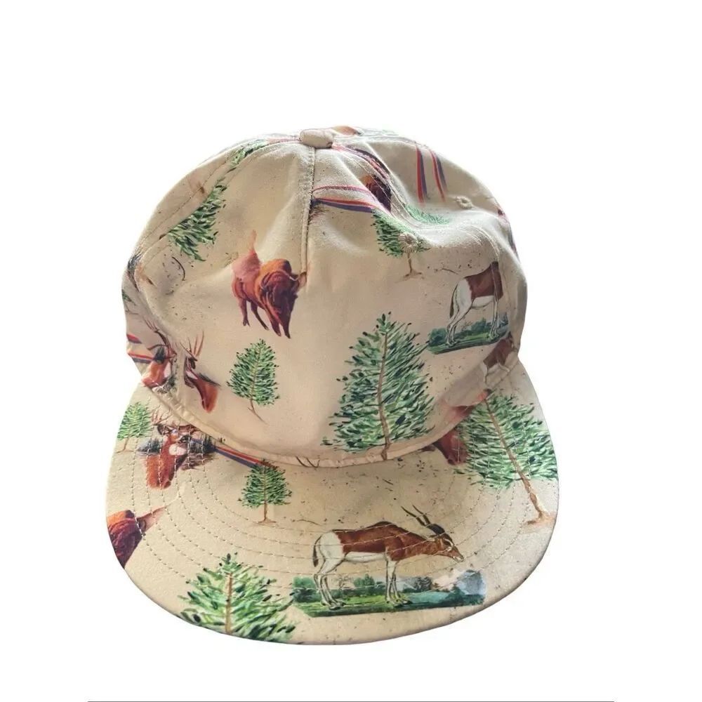 NEFF Zumiez Mens Cream Outdoors Deer Buck Graphic Adjustable SnapBack Hat